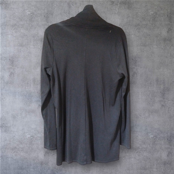 Pure Jill Mock Neck Cotton Tunic Blouse Black SZ M - Picture 2 of 4